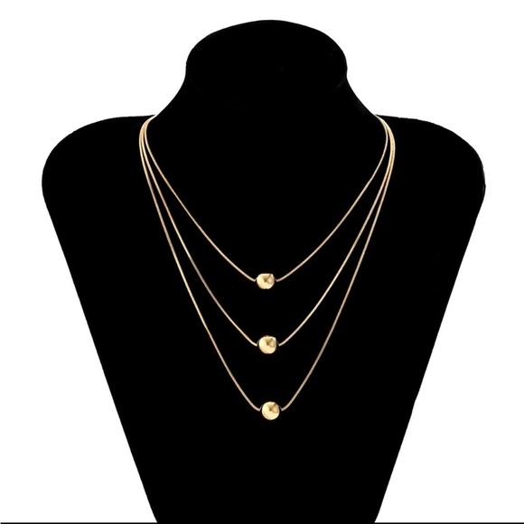 18K Gold Plated Multiple Layered Chain With Beads Necklaces 2(Pcs) Set - Picture 6 of 7